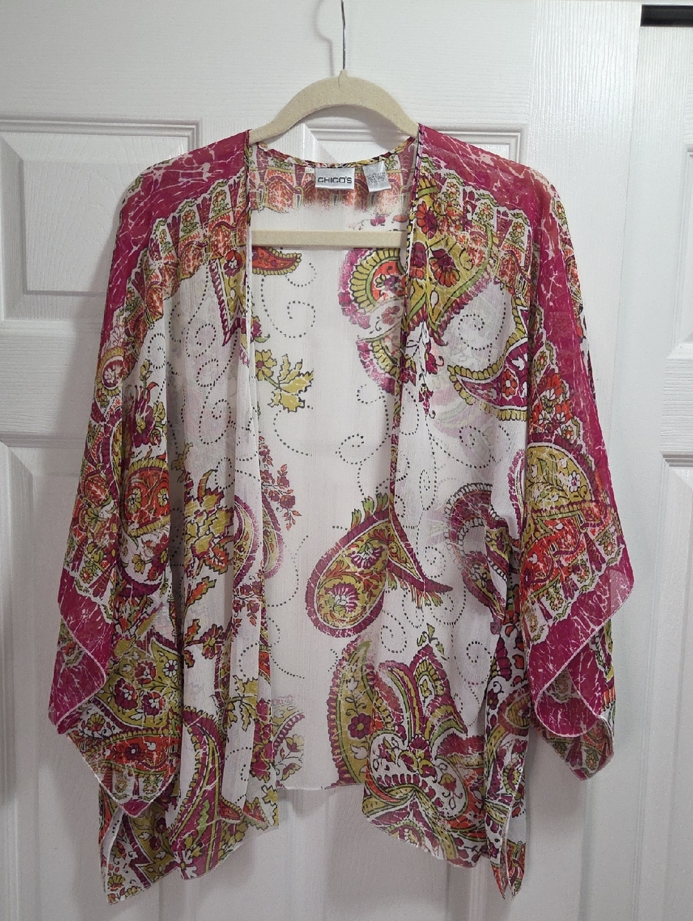 Chico's Semi Sheer Paisley Open Kimono